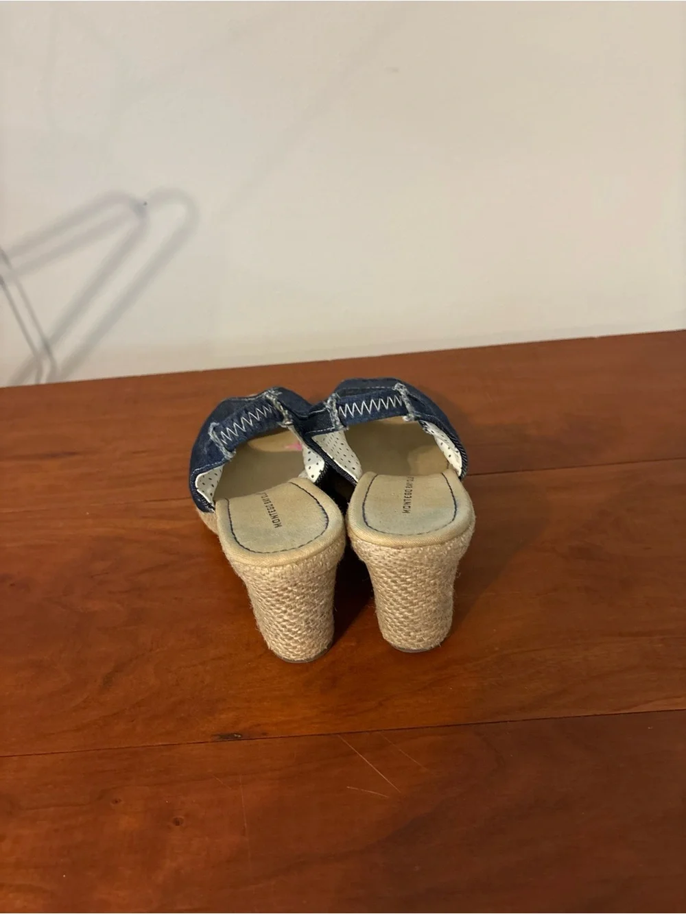 Montego Bay Club Denim Peep Toe Wedge Sandals Sz 7